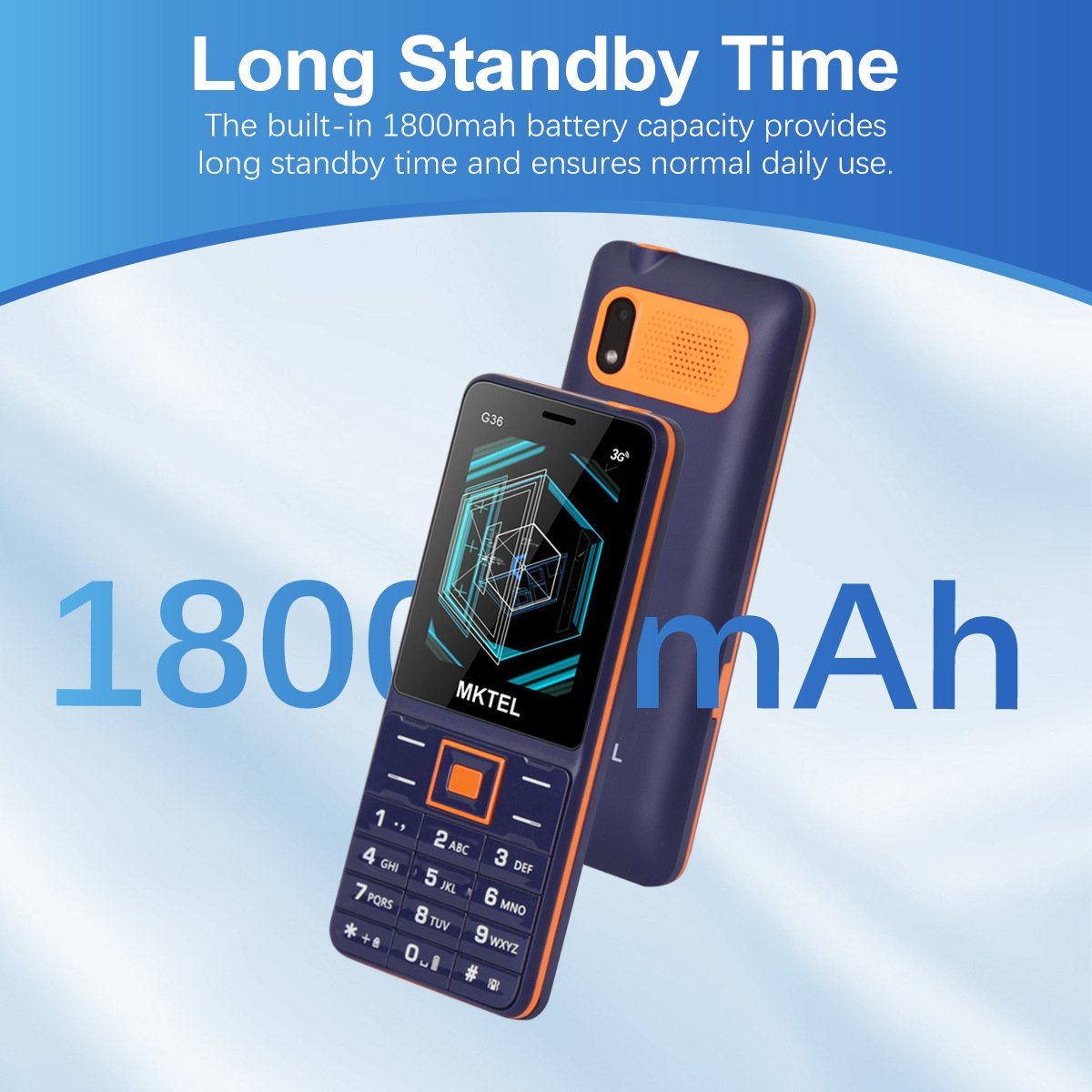 Retail 1pc 2.4" 3G+ Button Bar Cellphone G36 for Elderly People with Dual Sim Card 1800mAh Battery Strong Torch